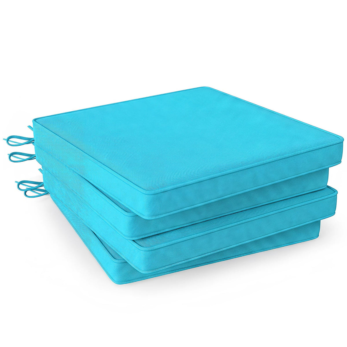 Outdoor Chair Cushion Set of 4 Waterproof Olefin Seat Cushions-Turquoise-Outdoor Furniture Accessories-DECOROLALA