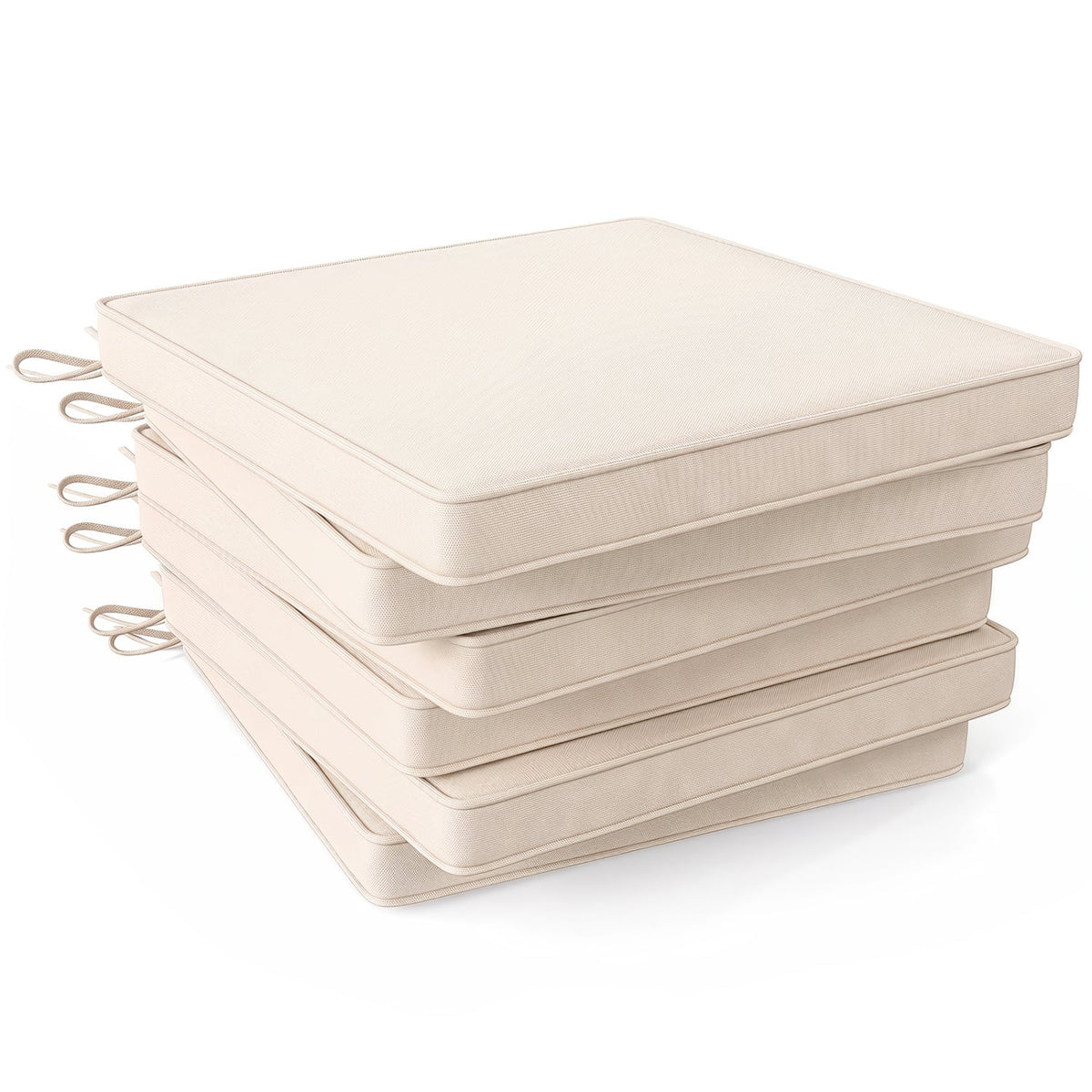 Outdoor Chair Cushion Set of 6 Waterproof Olefin Seat Cushions-Beige-Outdoor Furniture Accessories-DECOROLALA