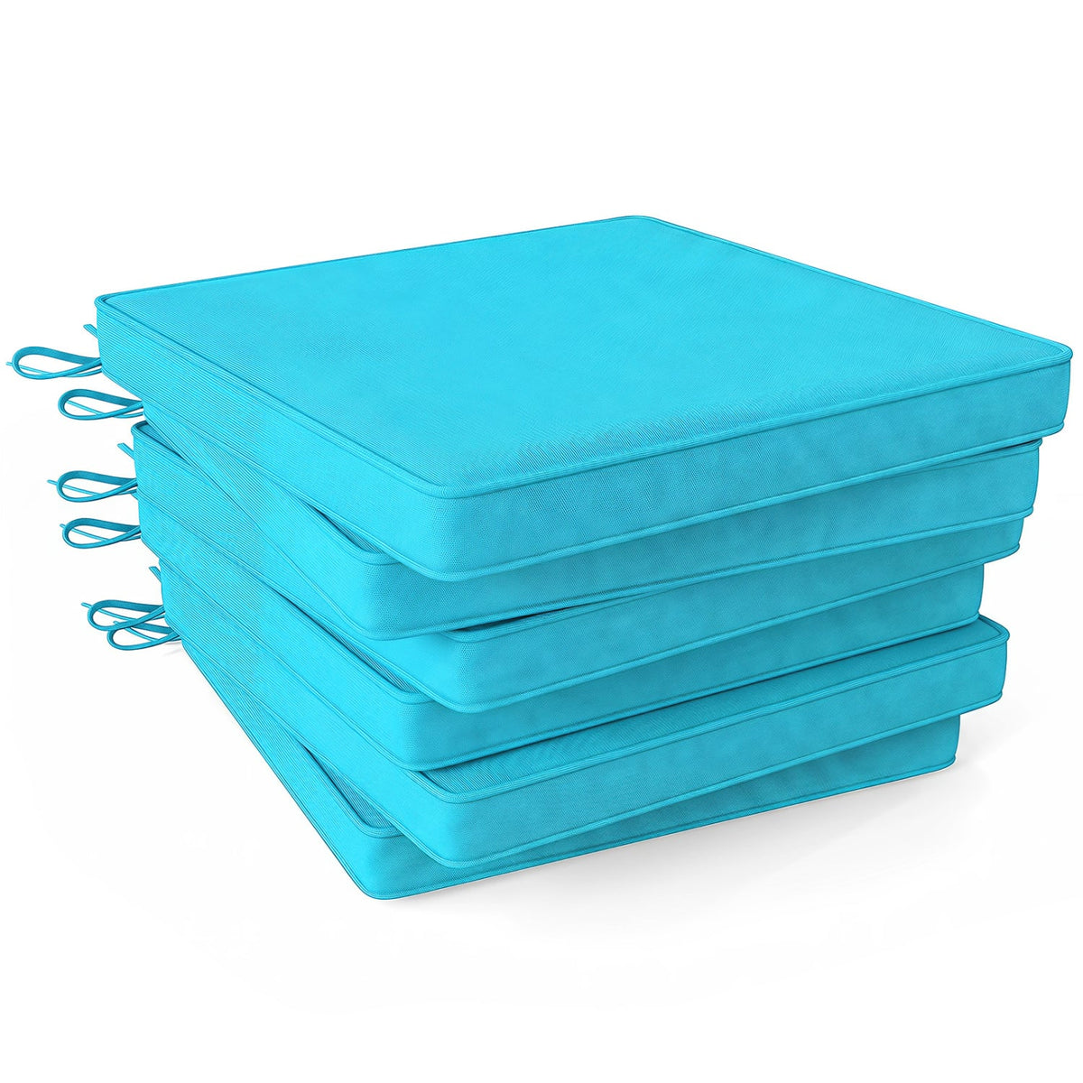 Outdoor Chair Cushion Set of 6 Waterproof Olefin Seat Cushions-Turquoise-Outdoor Furniture Accessories-DECOROLALA