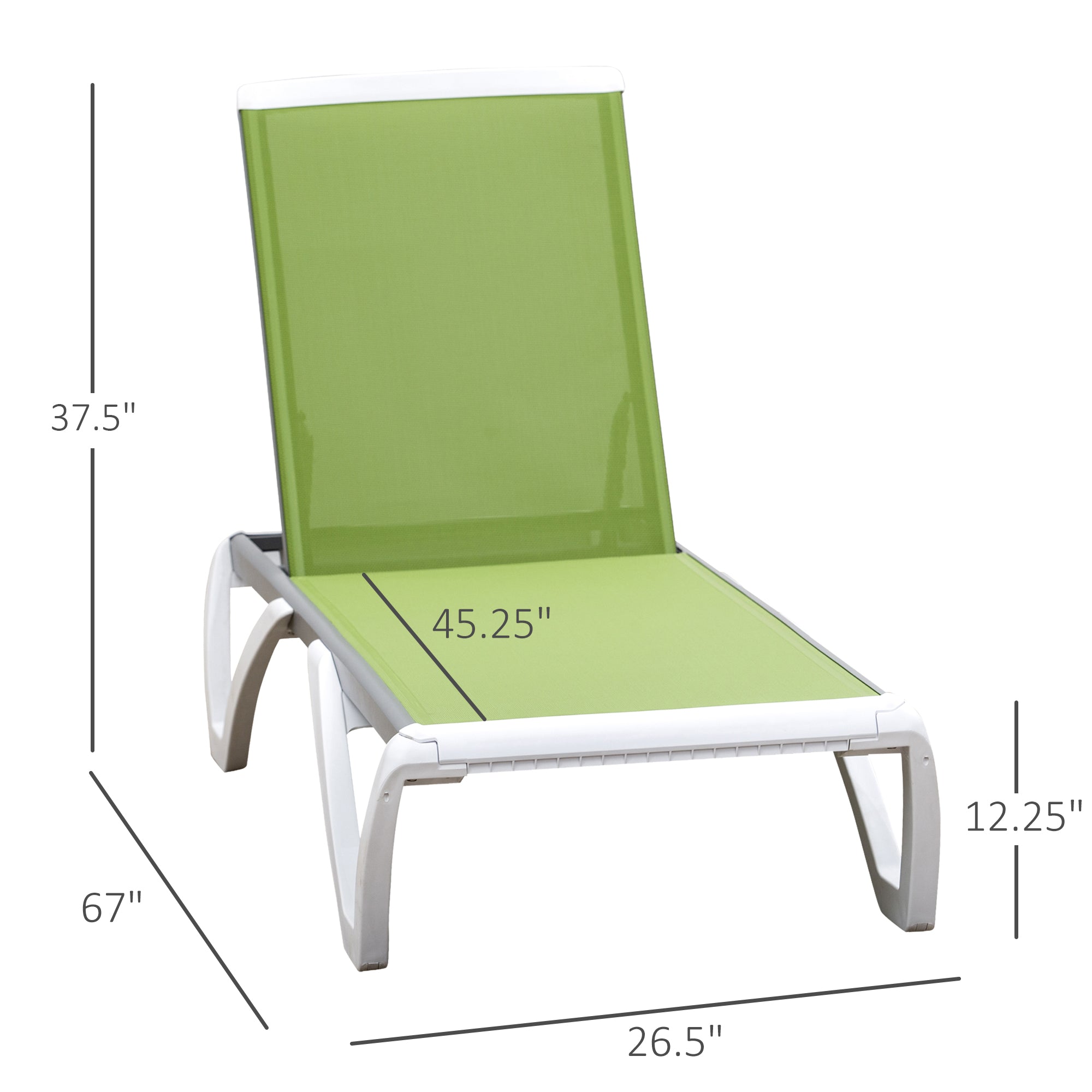 Outdoor Chaise Lounge Chair - Adjustable Back, Green, Portable-DECOROLALA