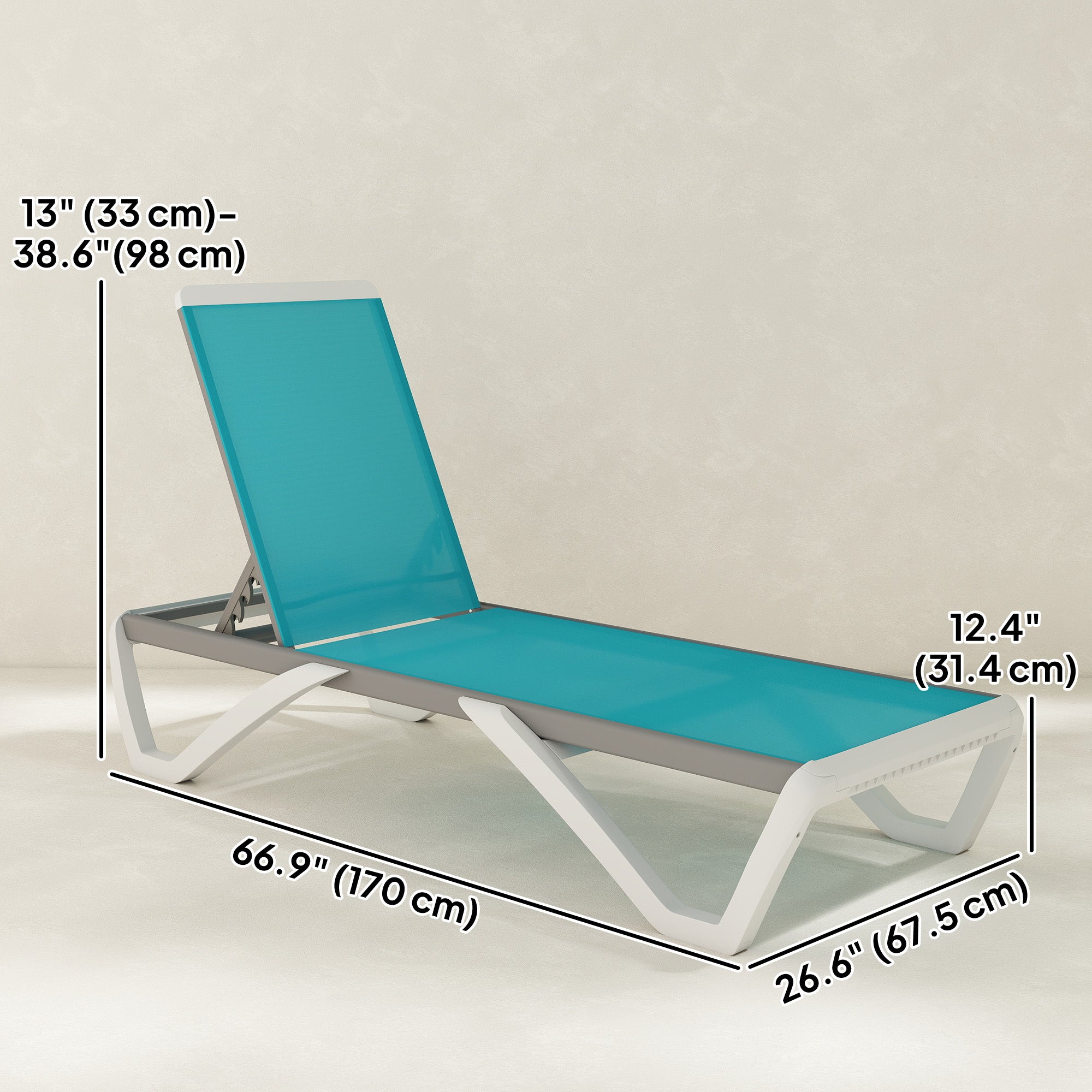 Outdoor Chaise Lounge Chair Aluminum Turquoise-DECOROLALA