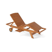 Outdoor Chaise Lounge Chair with Wheels 4-Position Patio Wood Recliner with Adjustable Backrest-Outdoor Chaise Lounges-DECOROLALA