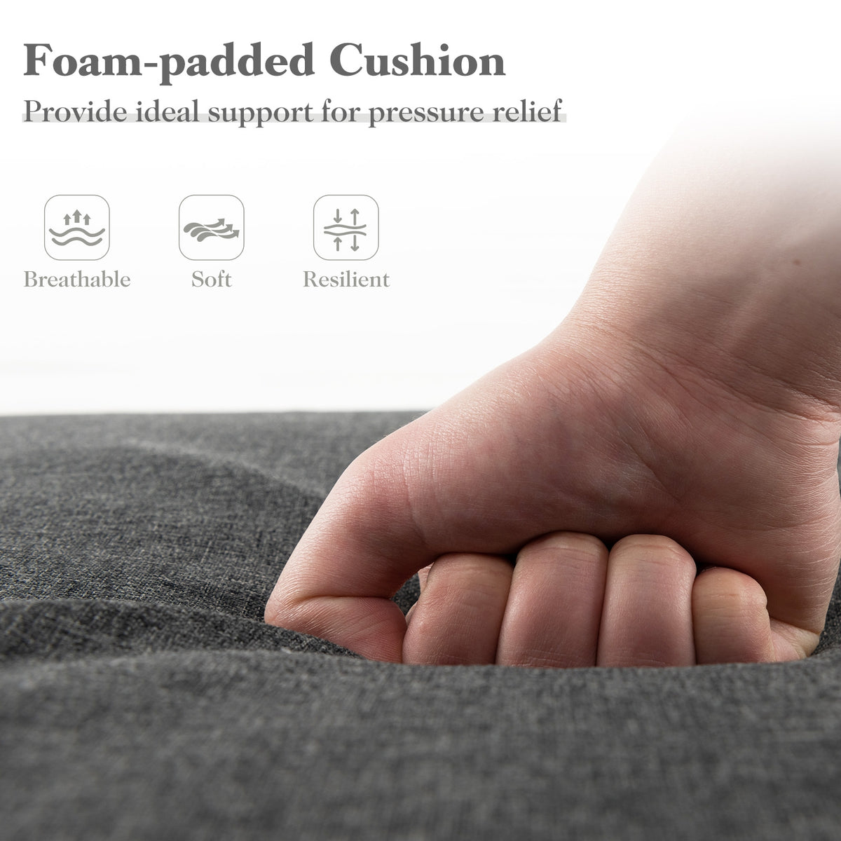Outdoor Chaise Lounge Cushion Patio Furniture Folding Pad with Fixing Straps-Dark Gray-Outdoor Furniture Accessories-DECOROLALA