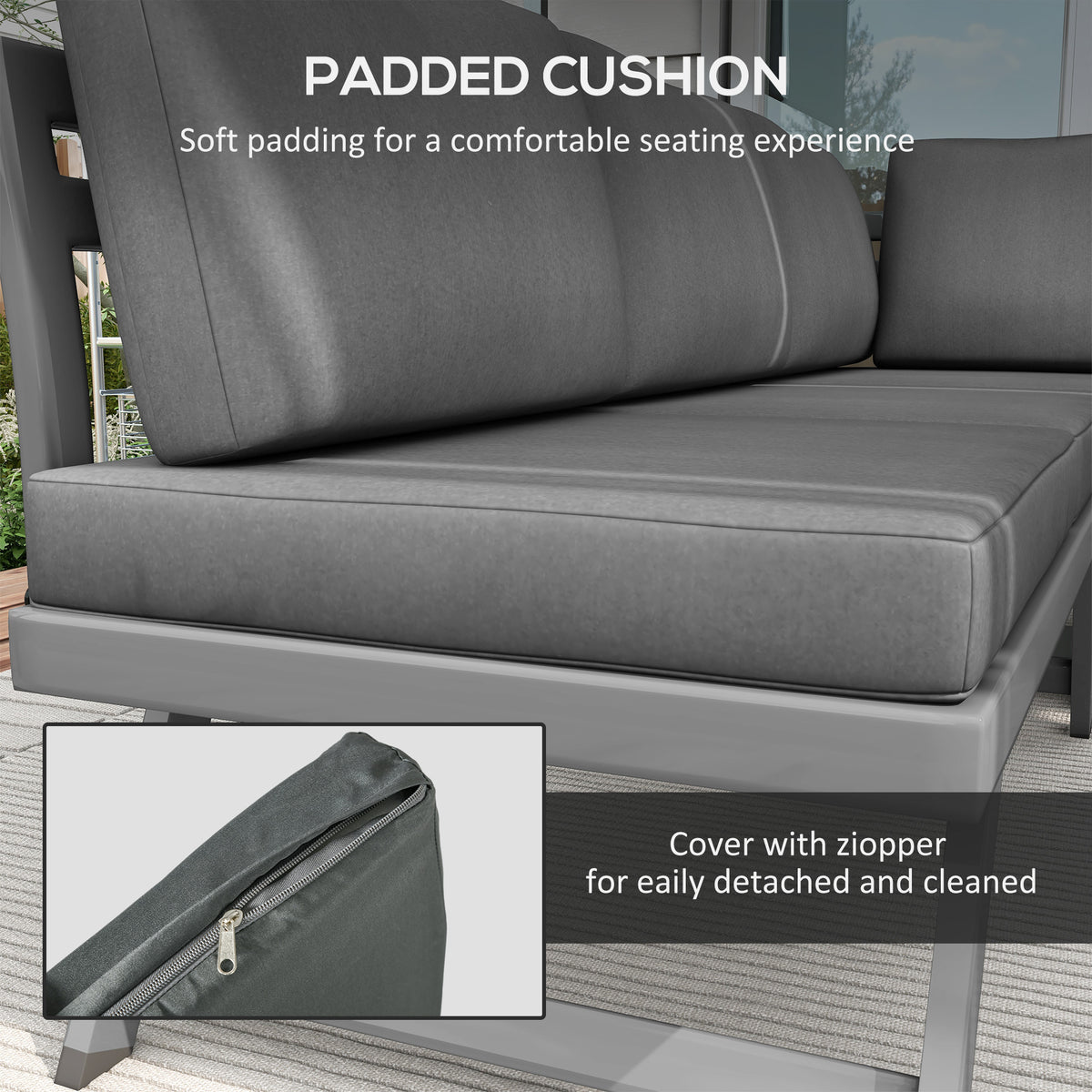 Outdoor Corner Garden Set 5-Seater Grey Convertible-Patio Furniture Sets-DECOROLALA