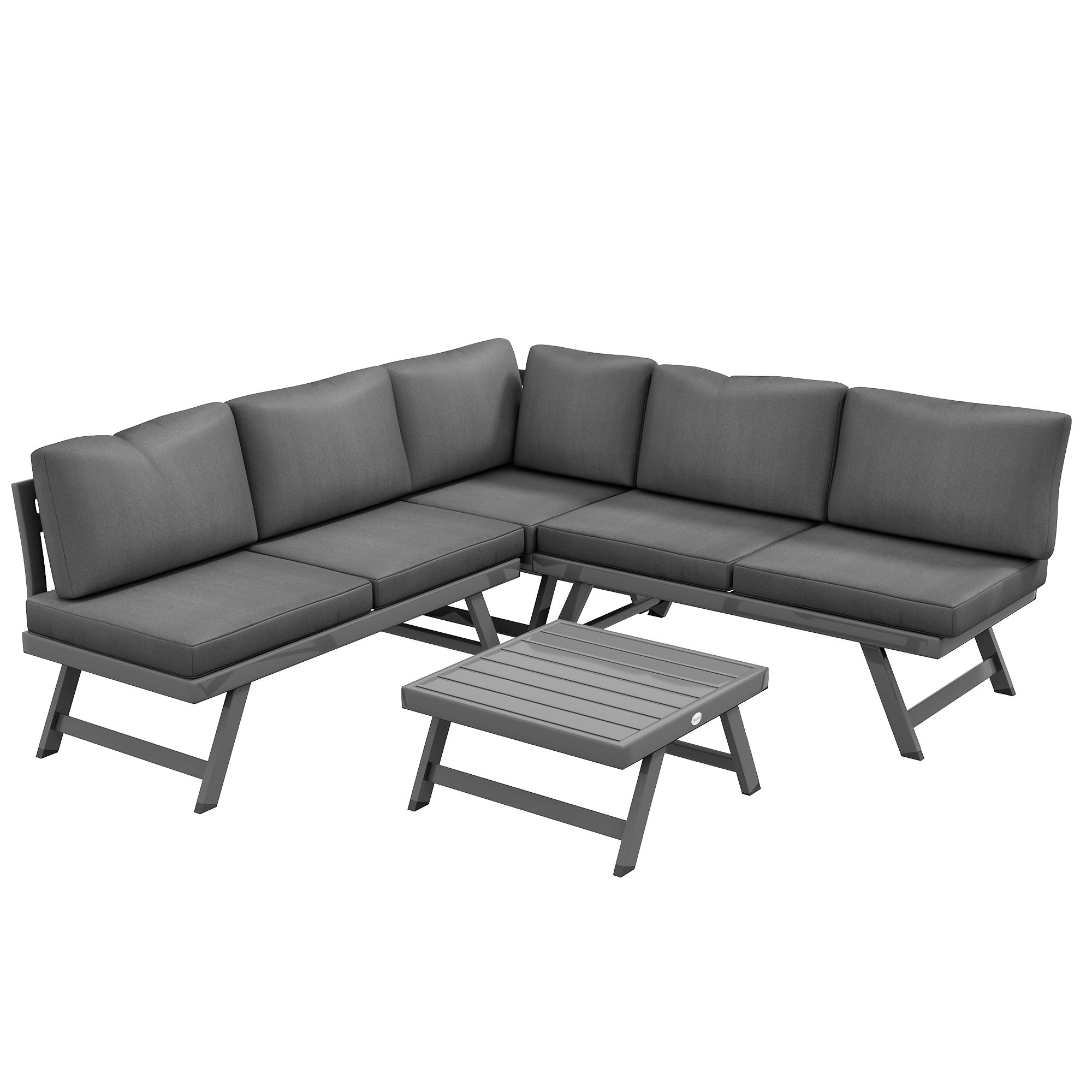 Outdoor Corner Garden Set 5-Seater Grey Convertible-DECOROLALA