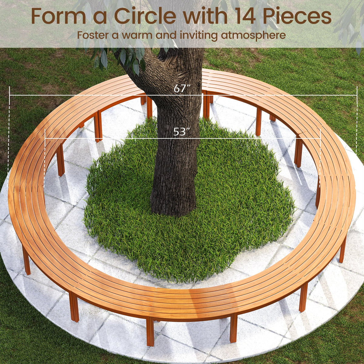 Outdoor Curved Acacia Wood Bench Set of 2/3/4 for Front Porch-3-Outdoor Benches-DECOROLALA