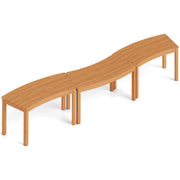 Outdoor Curved Acacia Wood Bench Set of 2/3/4 for Front Porch-3-Outdoor Benches-DECOROLALA