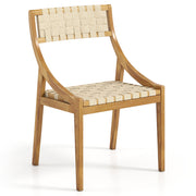 Outdoor Dining Chair with Webbing Seat and Backrest-Natural-Patio Dining Chairs-DECOROLALA