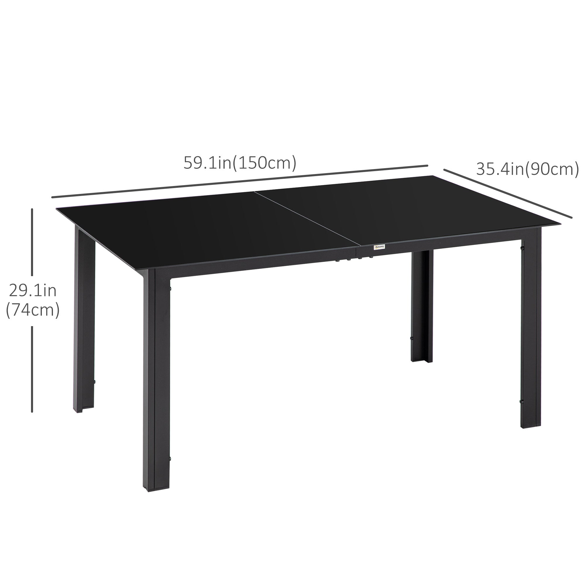 Outdoor Dining Table 6-Seat 59" Black-DECOROLALA