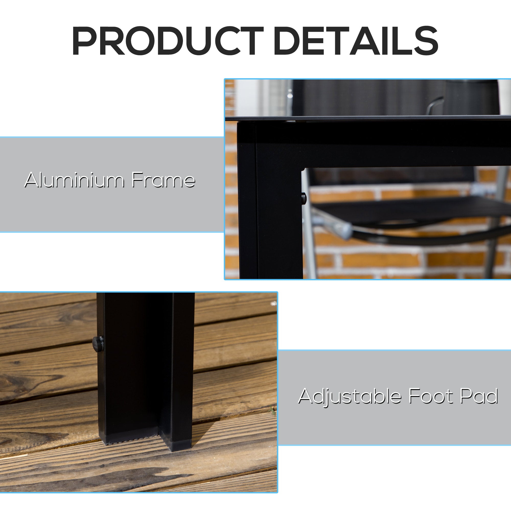 Outdoor Dining Table 6-Seat 59" Black-DECOROLALA