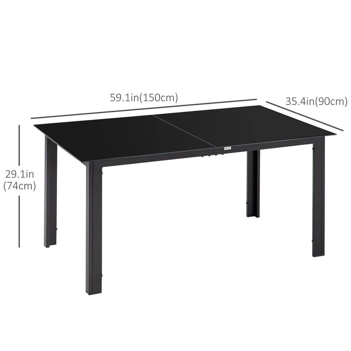 Outdoor Dining Table 6-Seat 59" Black-Patio Dining Tables-DECOROLALA