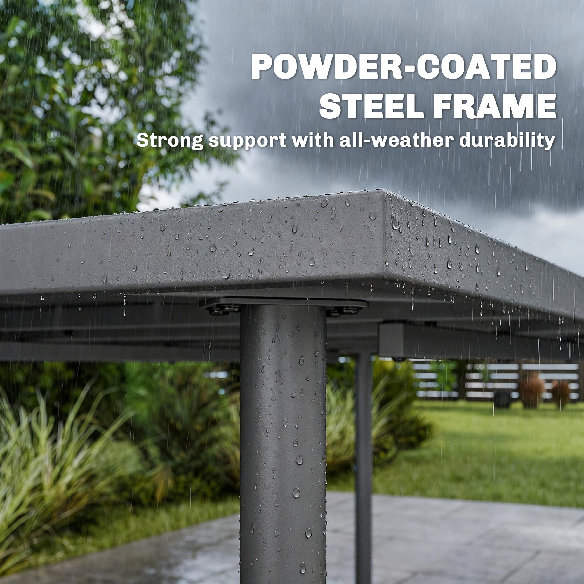 Outdoor Dining Table 65" - Dark Grey Metal-DECOROLALA