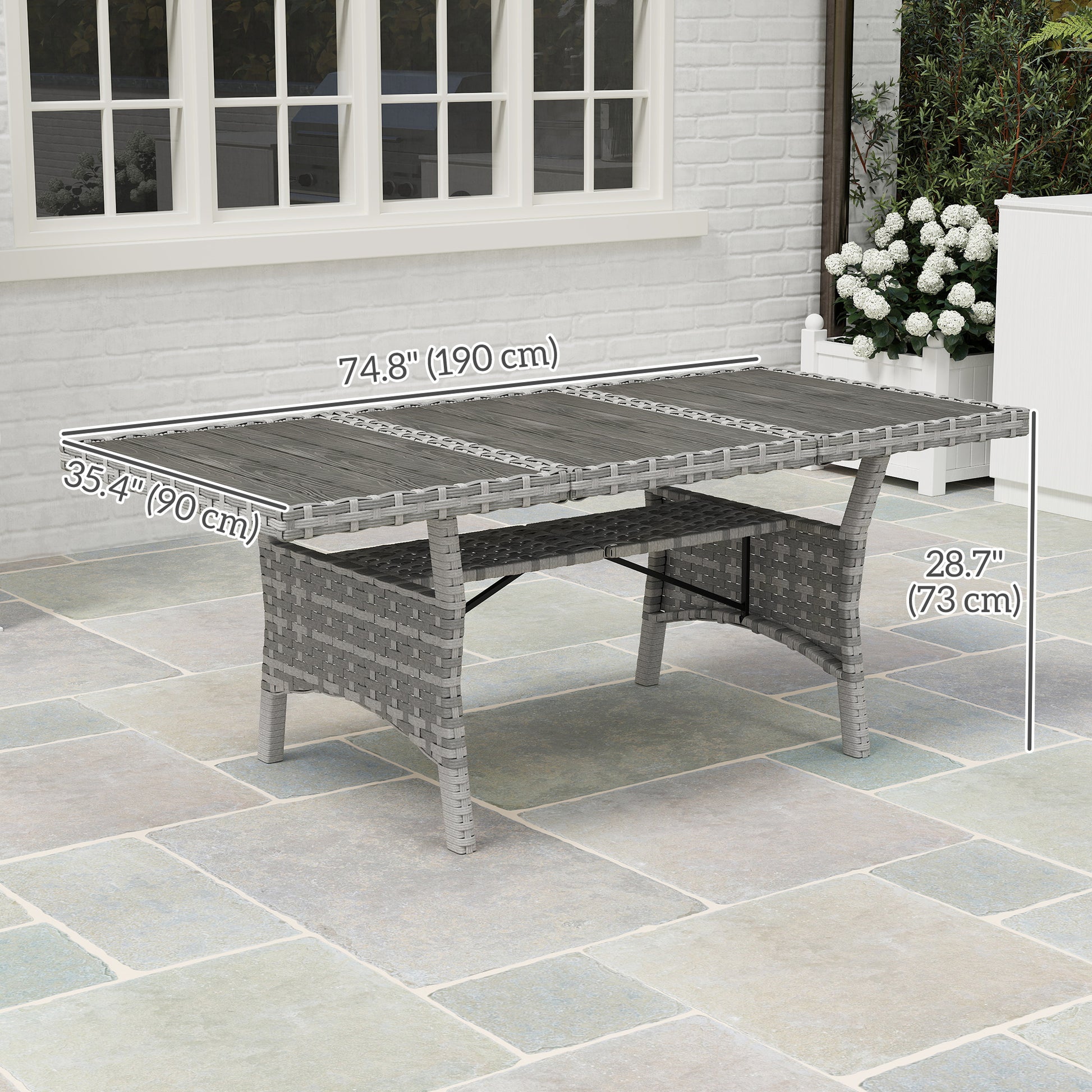 Outdoor Dining Table 75" Grey - Seats 6-8-DECOROLALA