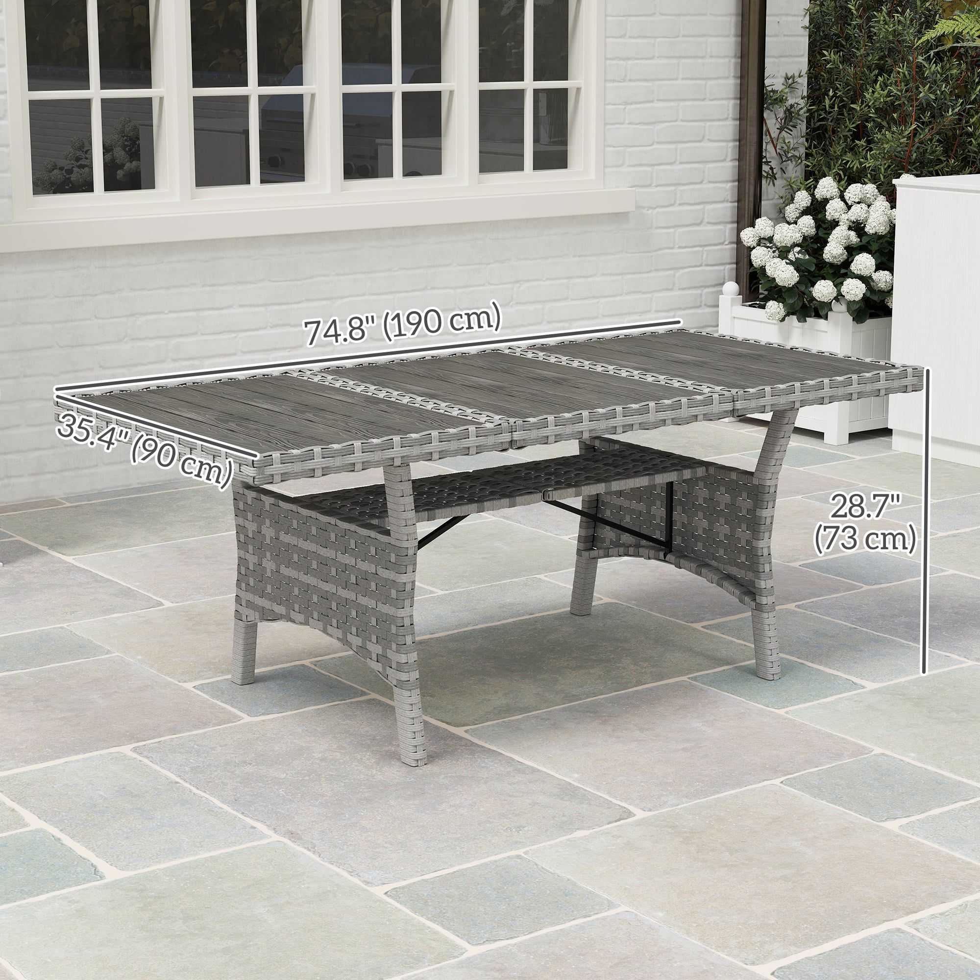 Outdoor Dining Table 75" Grey - Seats 6-8-DECOROLALA