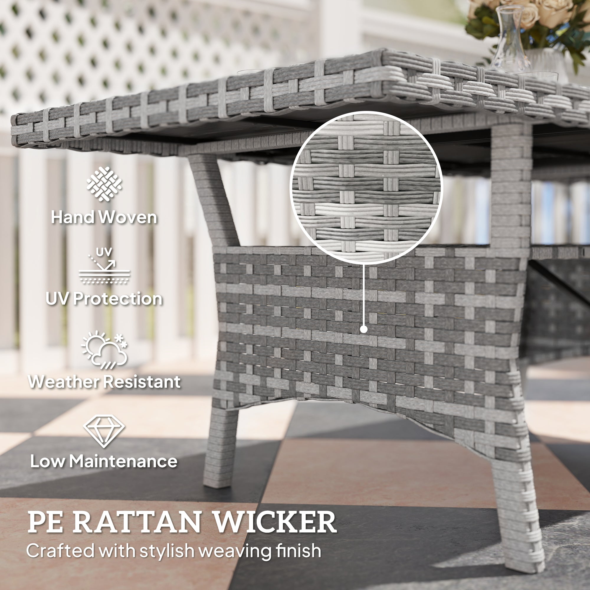 Outdoor Dining Table 75" Grey - Seats 6-8-DECOROLALA