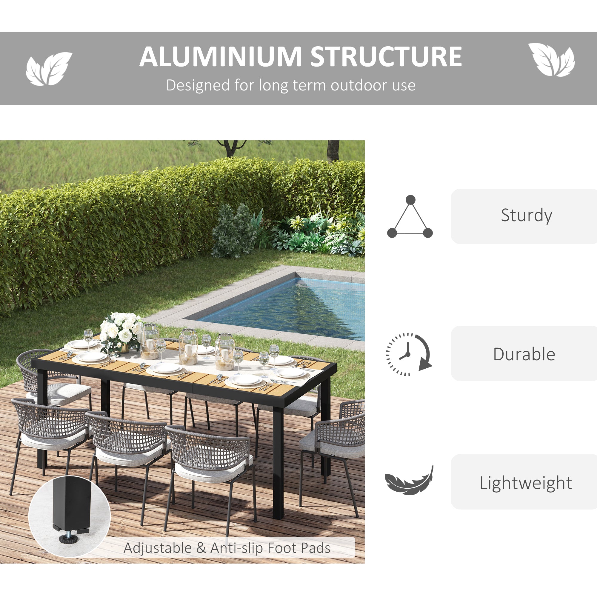 Outdoor Dining Table 75" x 35" - Natural-DECOROLALA
