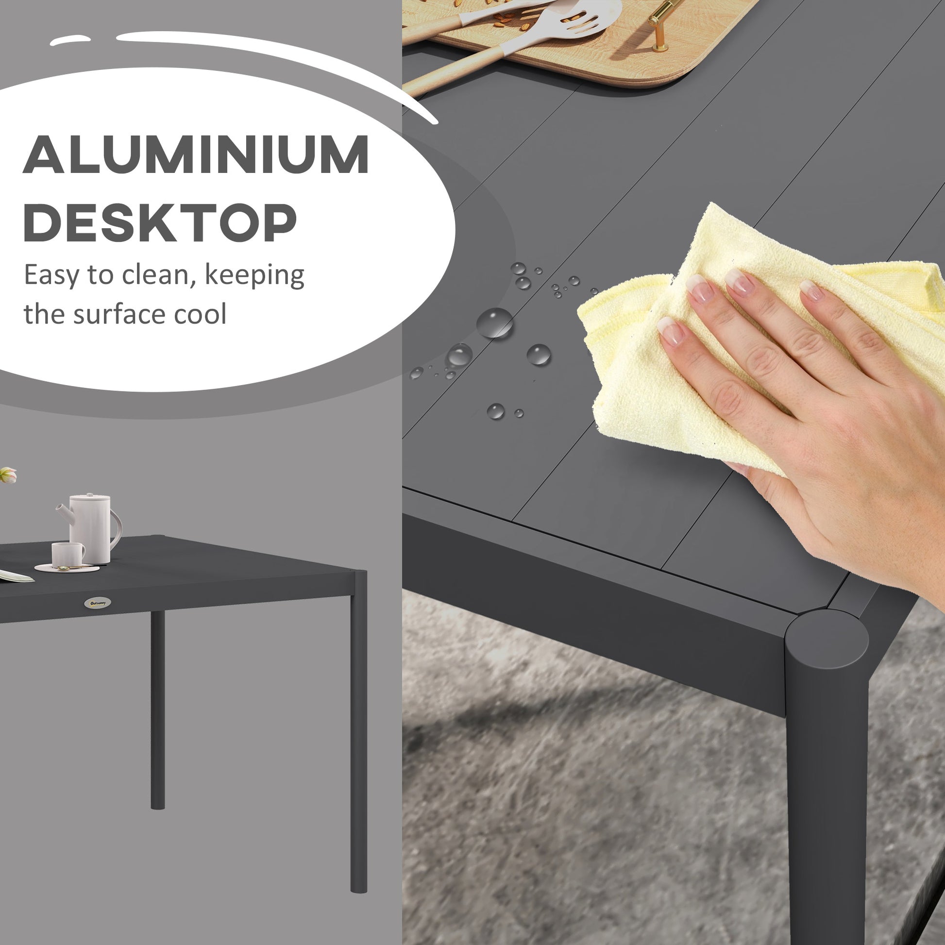 Outdoor Dining Table Aluminium 57" Dark Grey-DECOROLALA