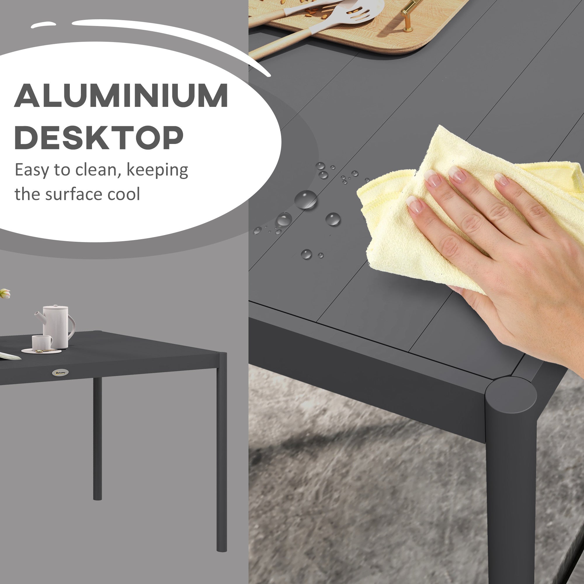Outdoor Dining Table Aluminium 57" Dark Grey-DECOROLALA