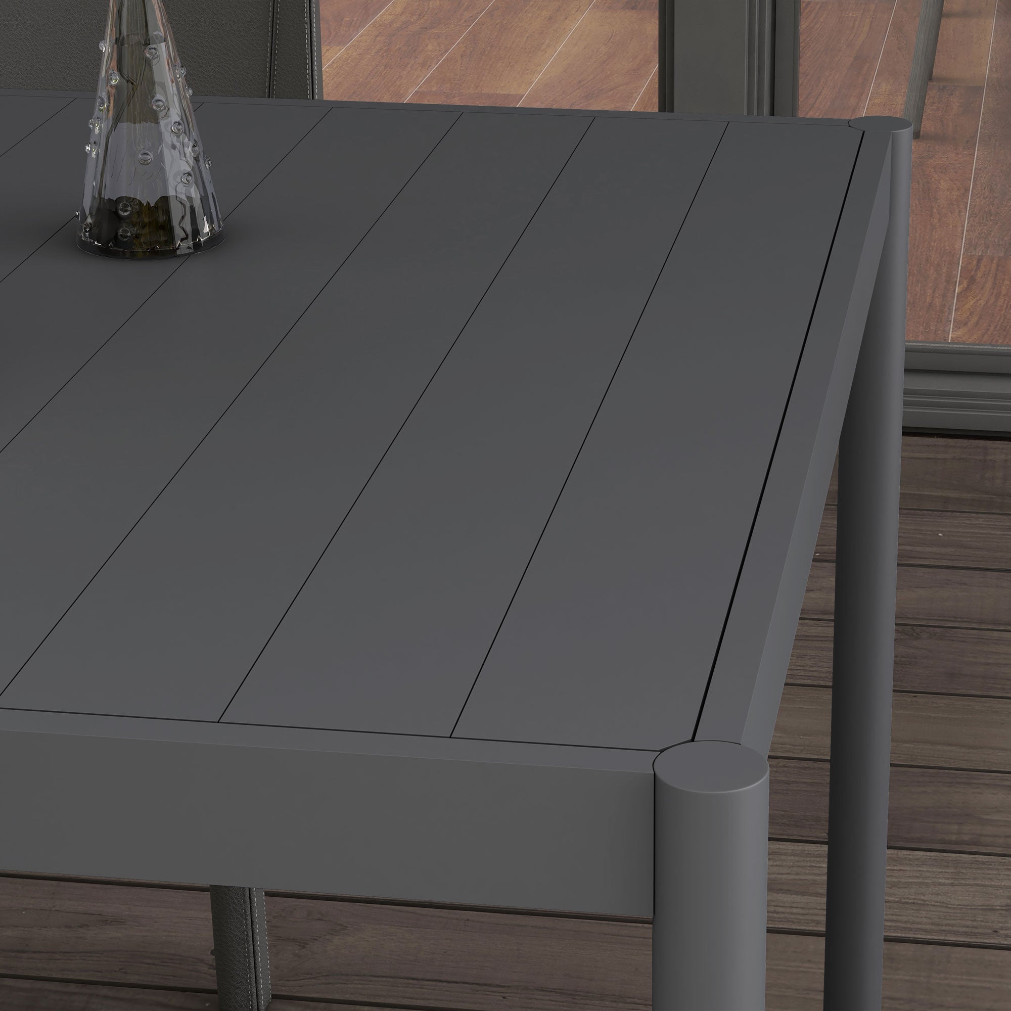 Outdoor Dining Table Aluminium 57" Dark Grey-DECOROLALA