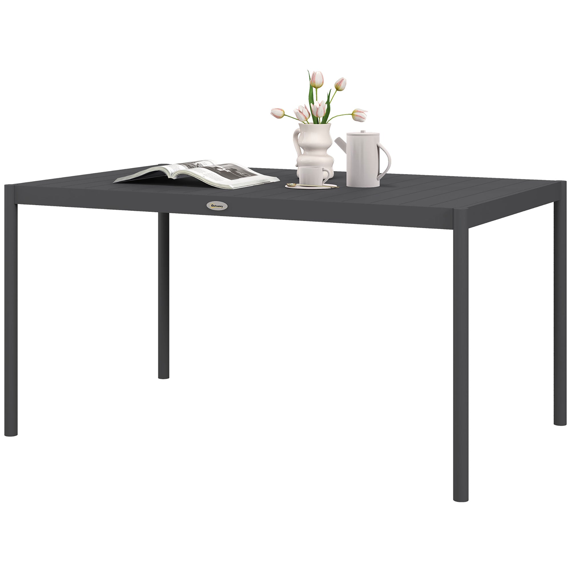 Outdoor Dining Table Aluminium 57" Dark Grey-DECOROLALA