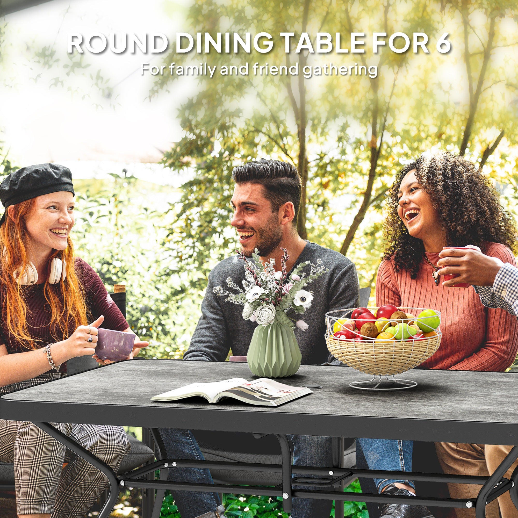 Outdoor Dining Table for 6 - 55" Grey DPC-DECOROLALA