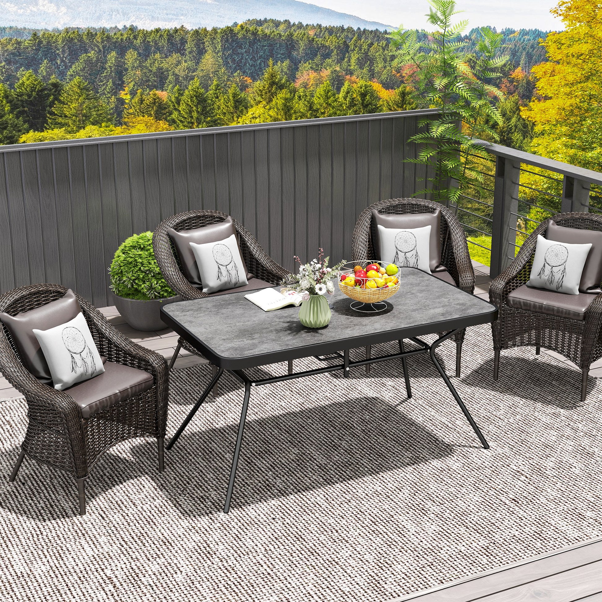 Outdoor Dining Table for 6 - 55" Grey DPC-DECOROLALA