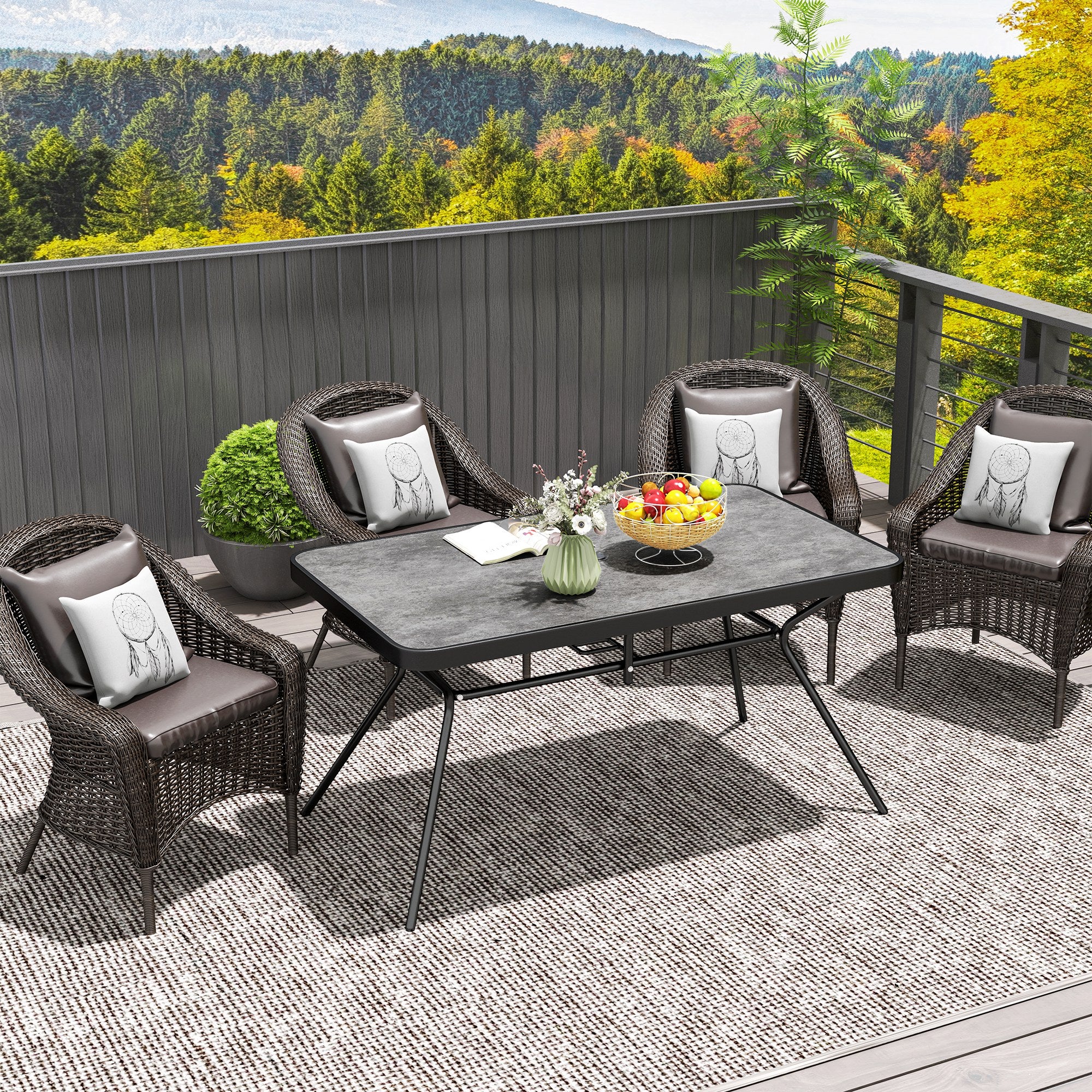 Outdoor Dining Table for 6 - 55" Grey DPC-DECOROLALA