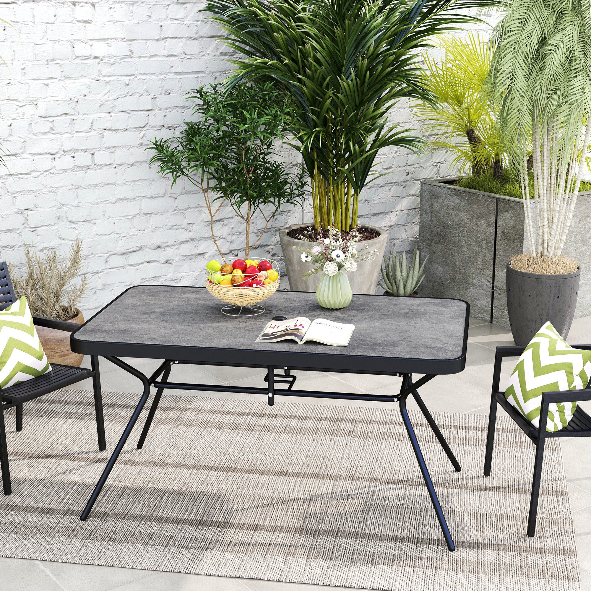 Outdoor Dining Table for 6 - 55" Grey DPC-DECOROLALA