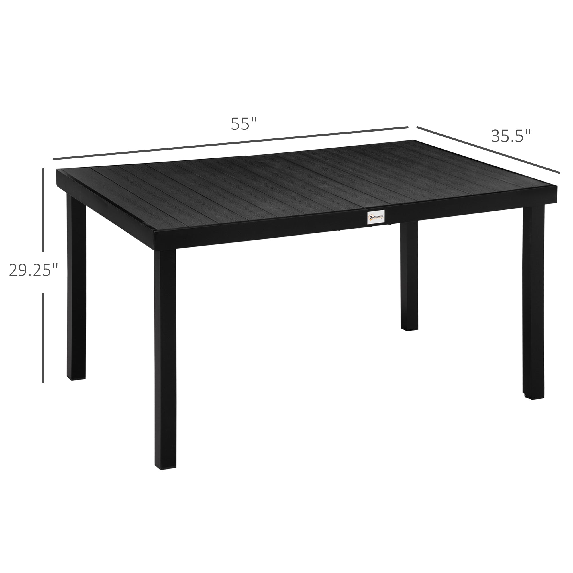 Outdoor Dining Table for 6 - Black 55"-DECOROLALA