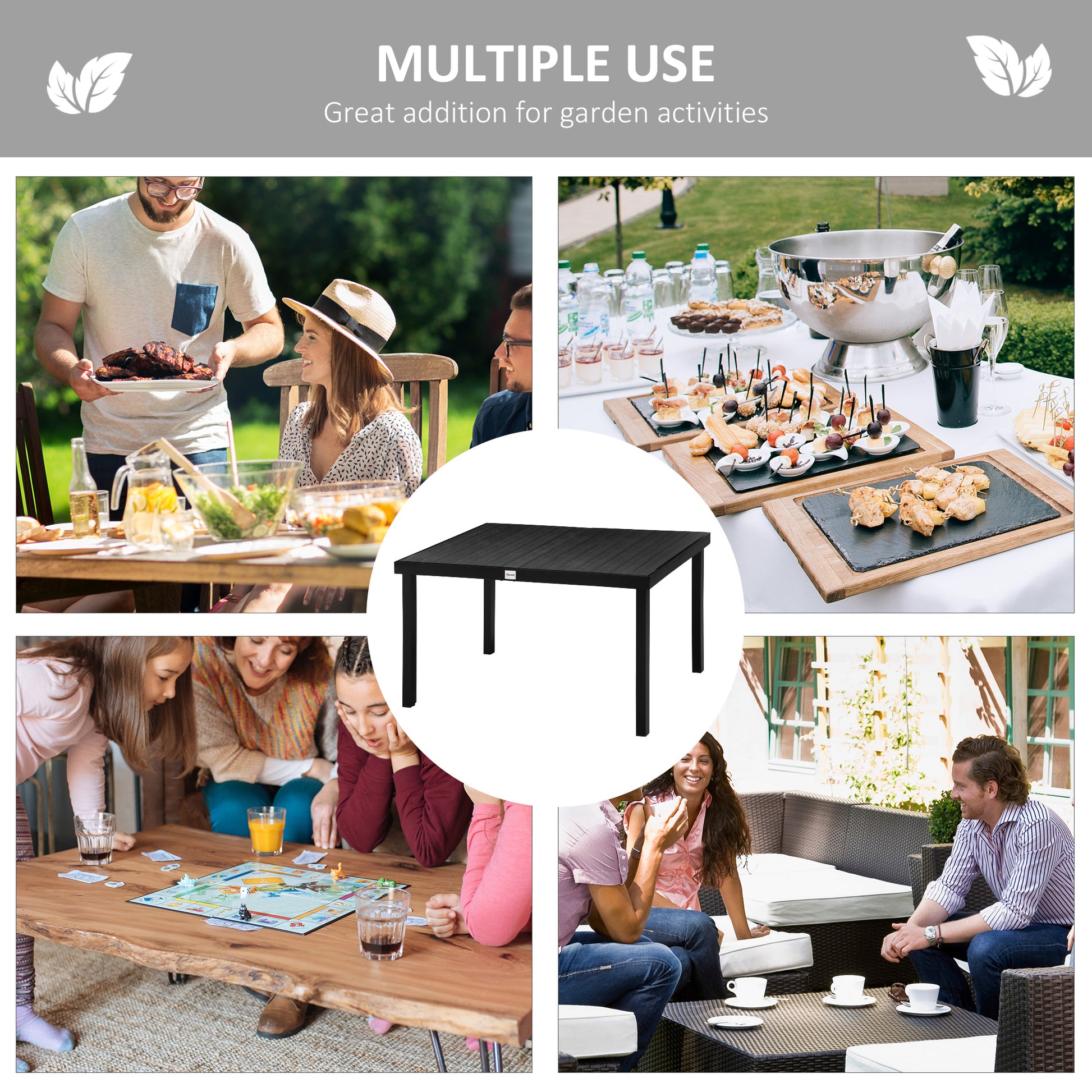 Outdoor Dining Table for 6 - Black 55"-DECOROLALA