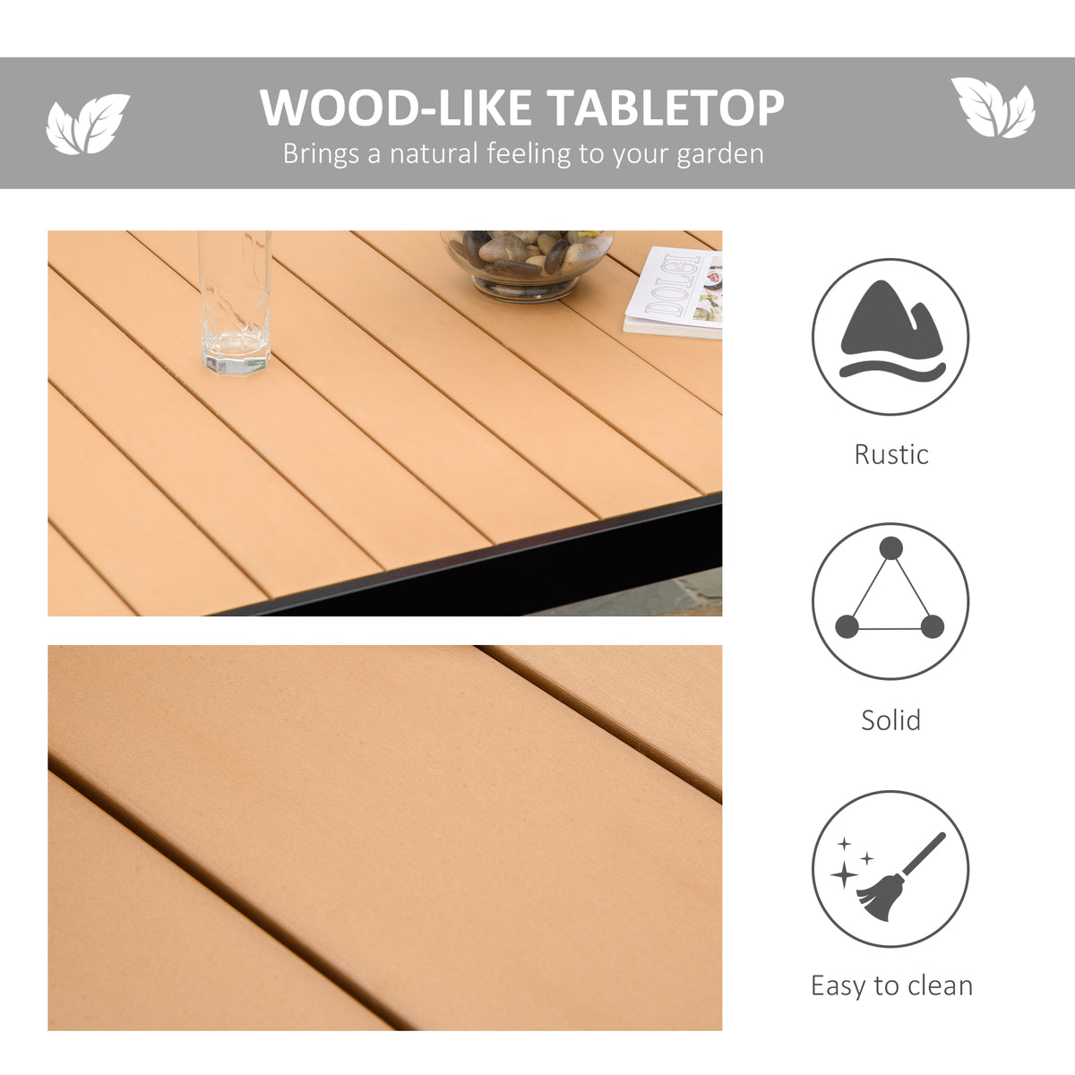 Outdoor Dining Table for 6 - Natural 55"-Patio Dining Tables-DECOROLALA