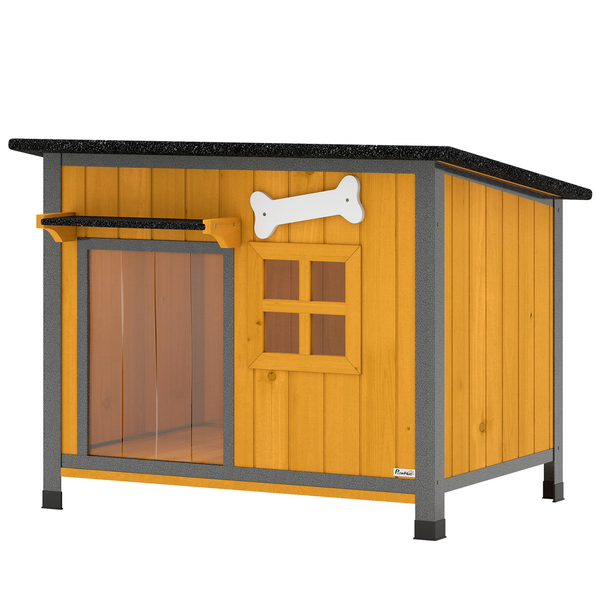 Outdoor Dog House - Yellow Wood and Steel Chew-Proof Kennel-Dog Supplies-DECOROLALA