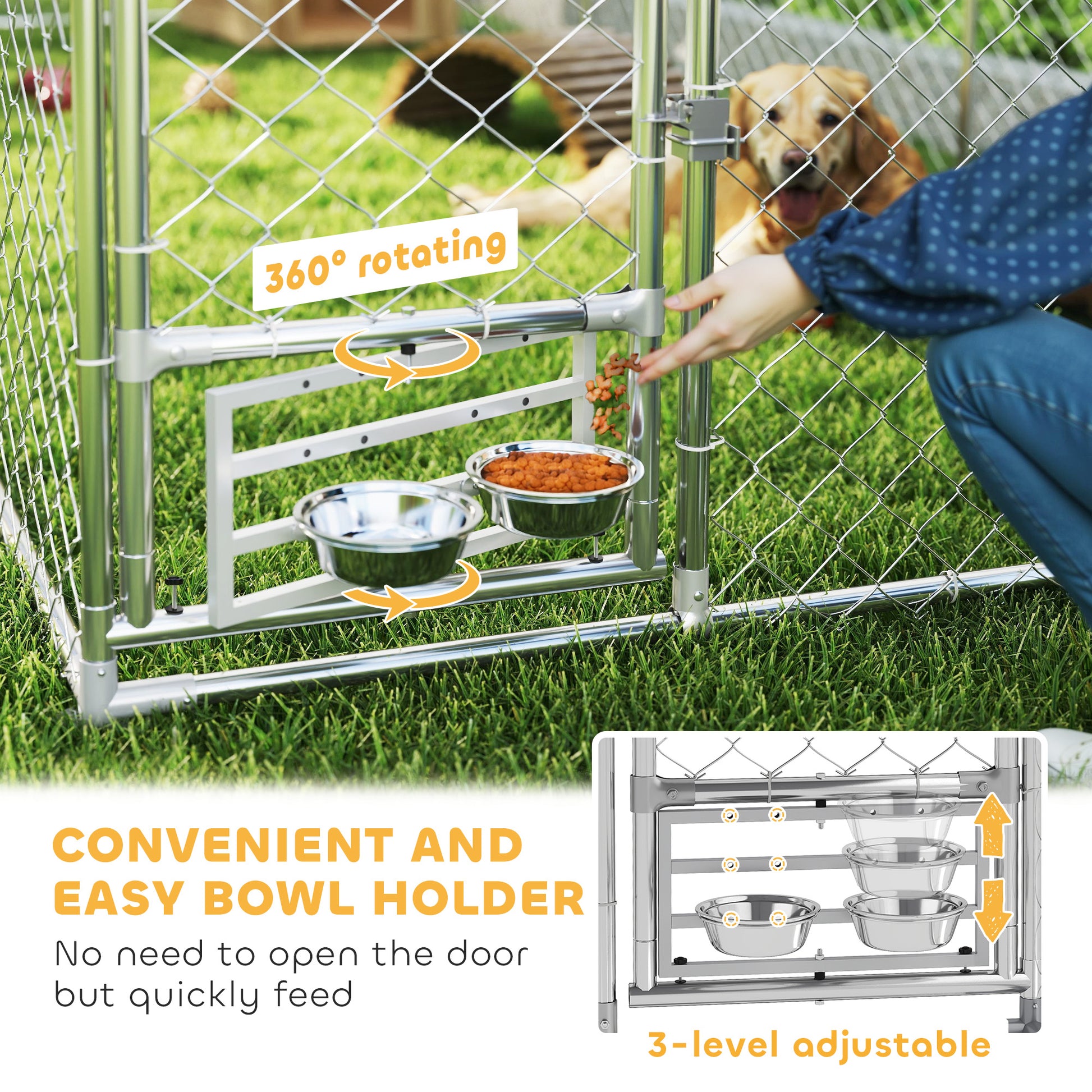 Outdoor Dog Kennel - 13.1' x 7.5' x 5.2' Silver Steel-DECOROLALA