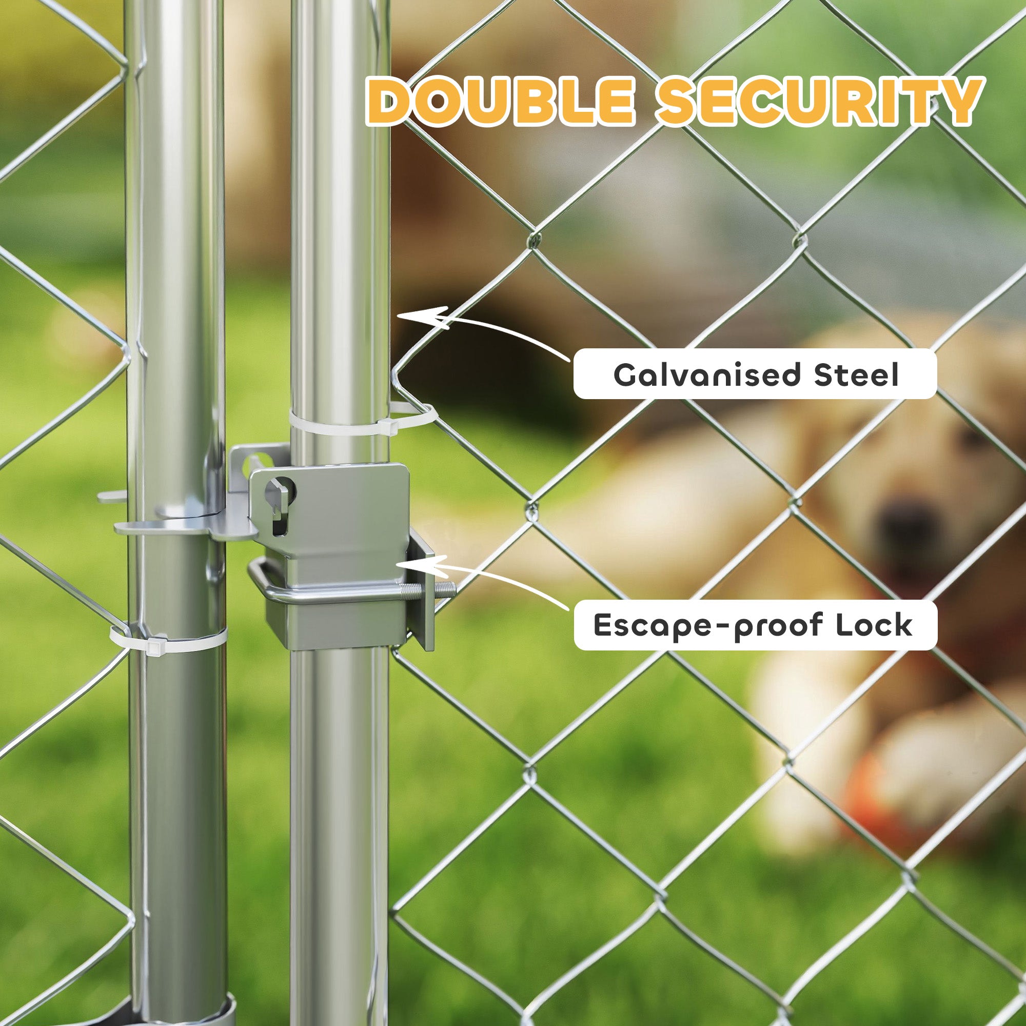 Outdoor Dog Kennel - 13.1' x 7.5' x 7.5' Silver Steel-DECOROLALA