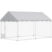Outdoor Dog Kennel - 13.1' x 7.5' x 7.5' Silver Steel-DECOROLALA