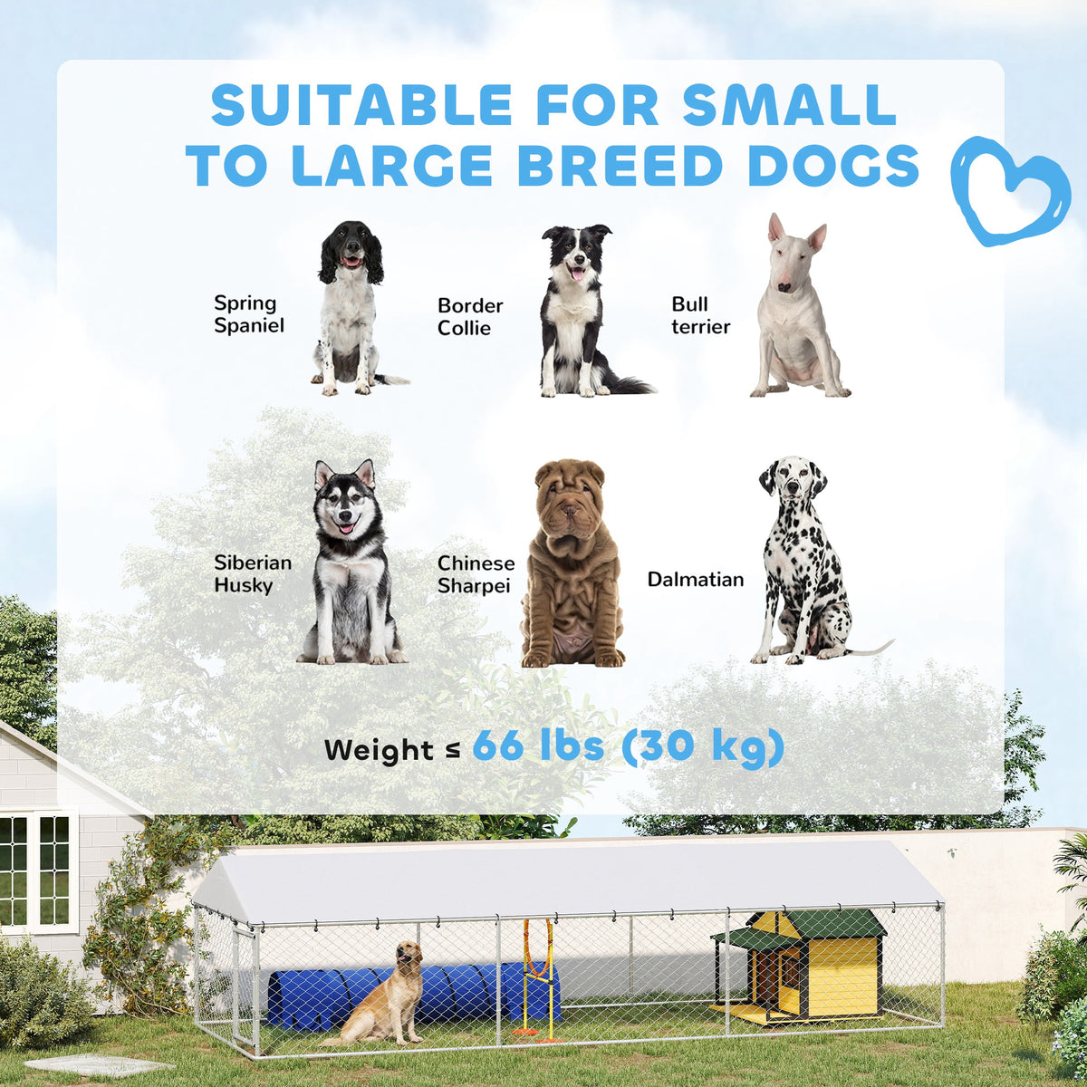 Outdoor Dog Kennel - 19.7'x7.5'x4.9' Galvanized Steel Silver-Dogs-DECOROLALA