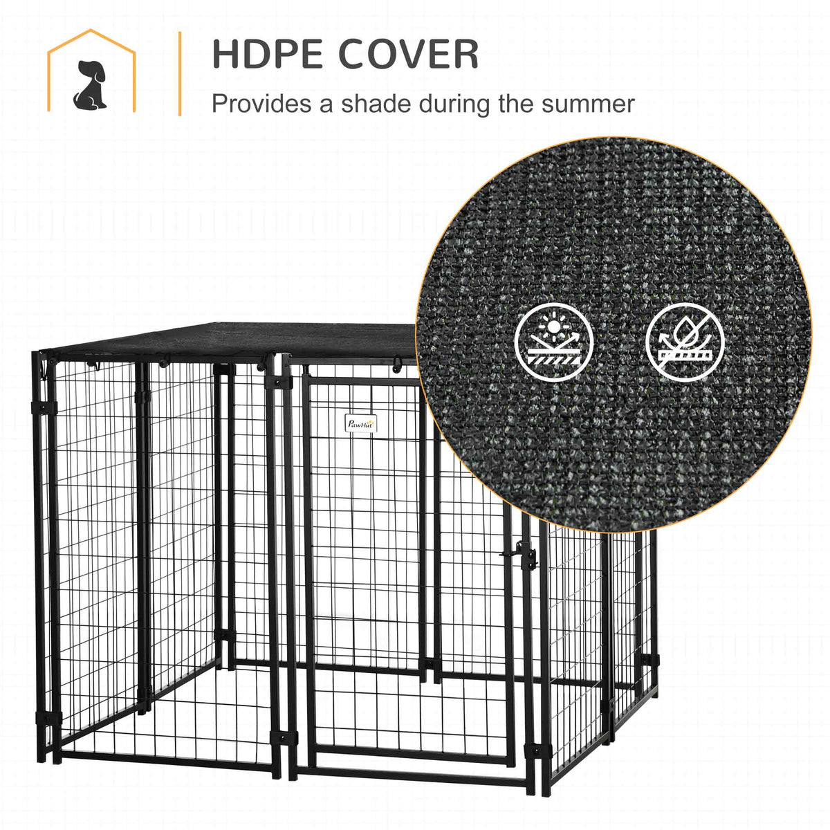 Outdoor Dog Kennel - 55.5" Lockable Pet Playpen with Cover, Black-Dogs-DECOROLALA