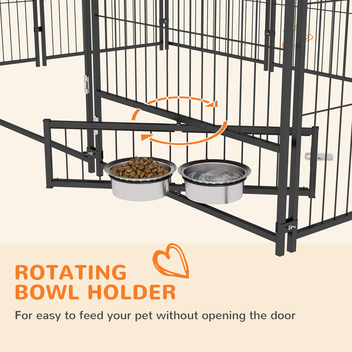 Outdoor Dog Kennel with Canopy and Rotating Bowls - Coffee-Dogs-DECOROLALA