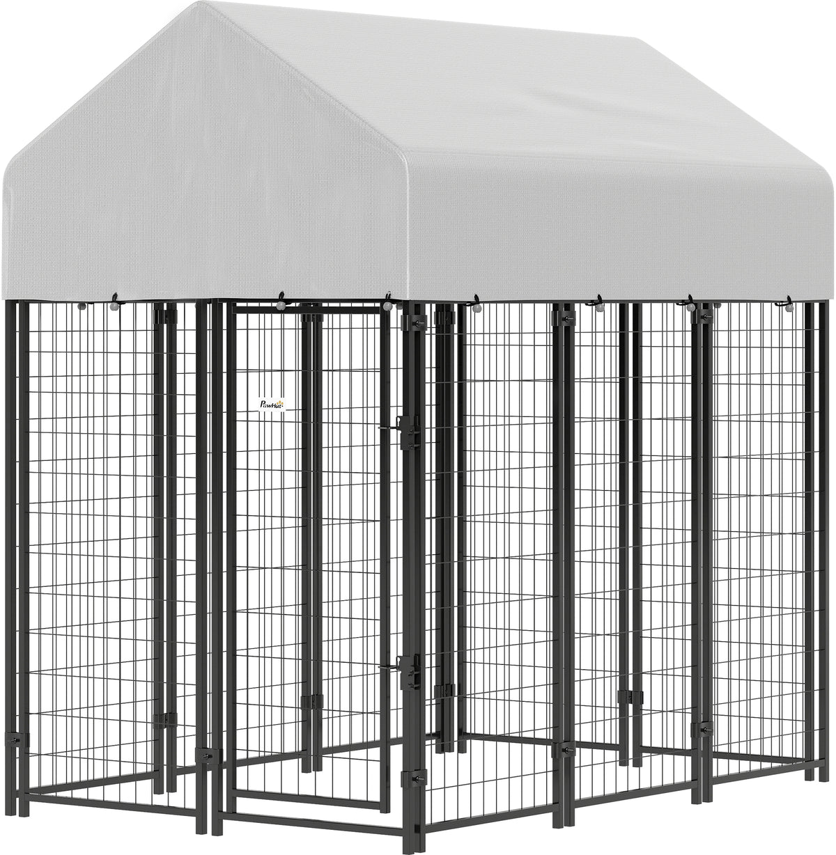 Outdoor Dog Kennel with Roof, 6' x 4' x 6' Heavy Duty Welded Wire Dog Playpen Enclosure with Escape-proof Lock-DECOROLALA