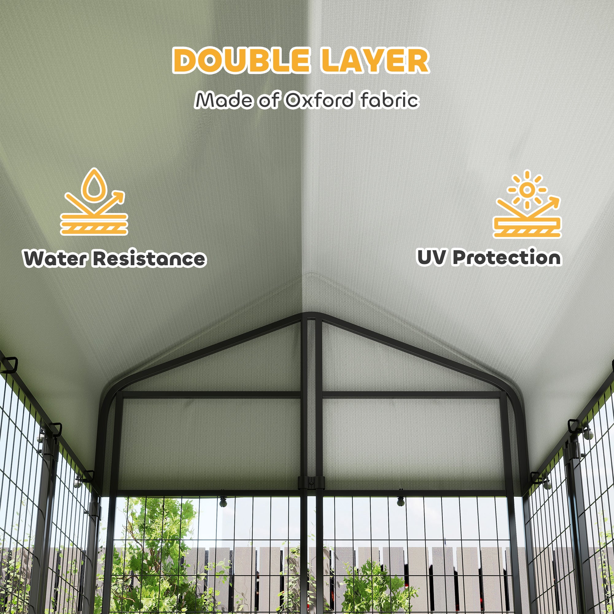 Outdoor Dog Kennel with Roof, 6' x 4' x 6' Heavy Duty Welded Wire Dog Playpen Enclosure with Escape-proof Lock-DECOROLALA
