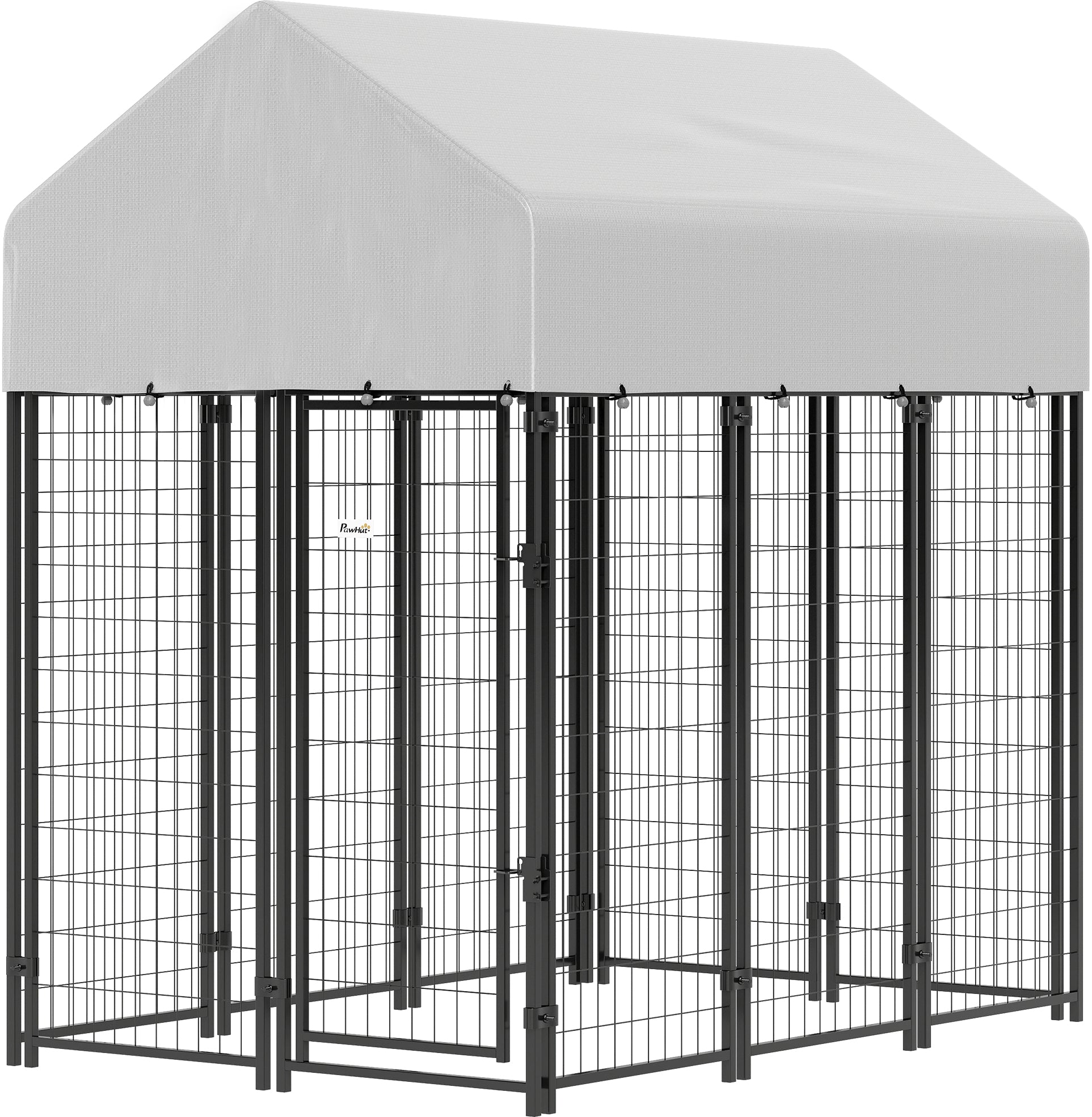 Outdoor Dog Kennel with Roof, 6' x 4' x 6' Heavy Duty Welded Wire Dog Playpen Enclosure with Escape-proof Lock-DECOROLALA