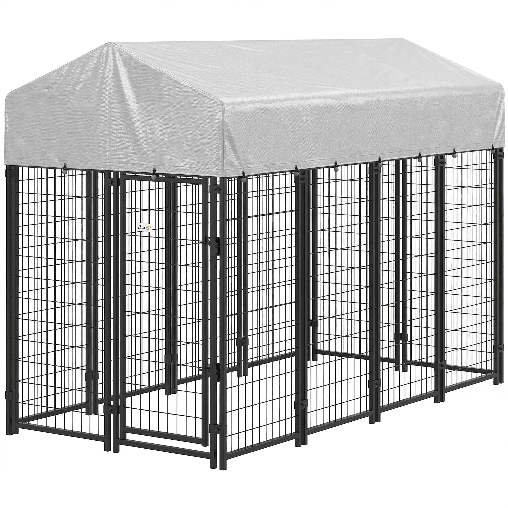 Outdoor Dog Kennel with Roof - 8' x 4' x 6' Heavy Duty Steel Playpen-Dogs-DECOROLALA