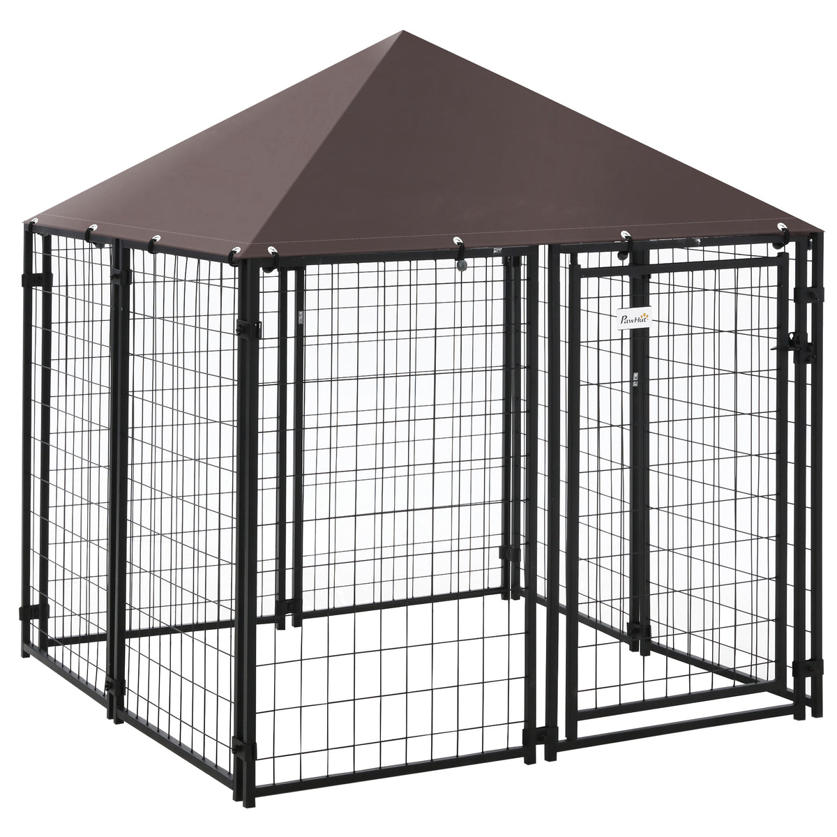 Outdoor Dog Kennel with UV-Resistant Canopy - 4.6' x 4.6' Black-Dogs-DECOROLALA