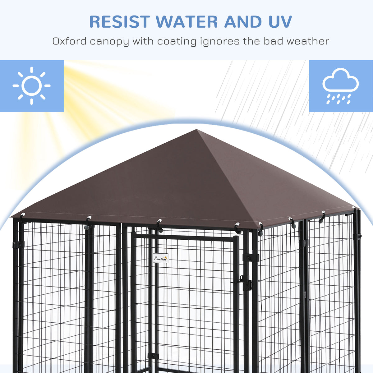 Outdoor Dog Kennel with UV-Resistant Canopy - 4.6' x 4.6' Black-Dogs-DECOROLALA