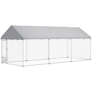 Outdoor Dog Kennel with UV-Resistant Cover - 19.7' x 7.5' x 7.5'-DECOROLALA