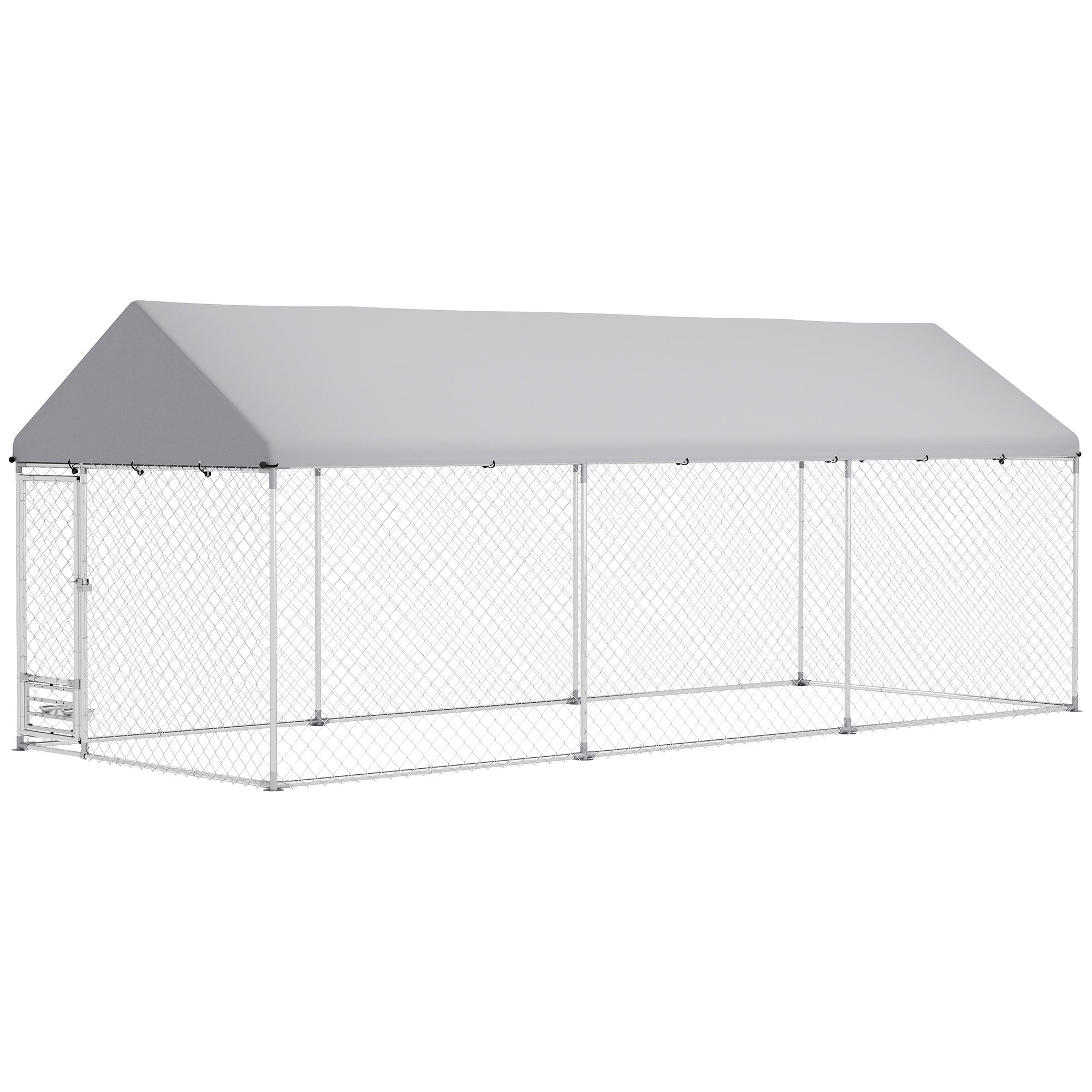 Outdoor Dog Kennel with UV-Resistant Cover - 19.7' x 7.5' x 7.5'-DECOROLALA