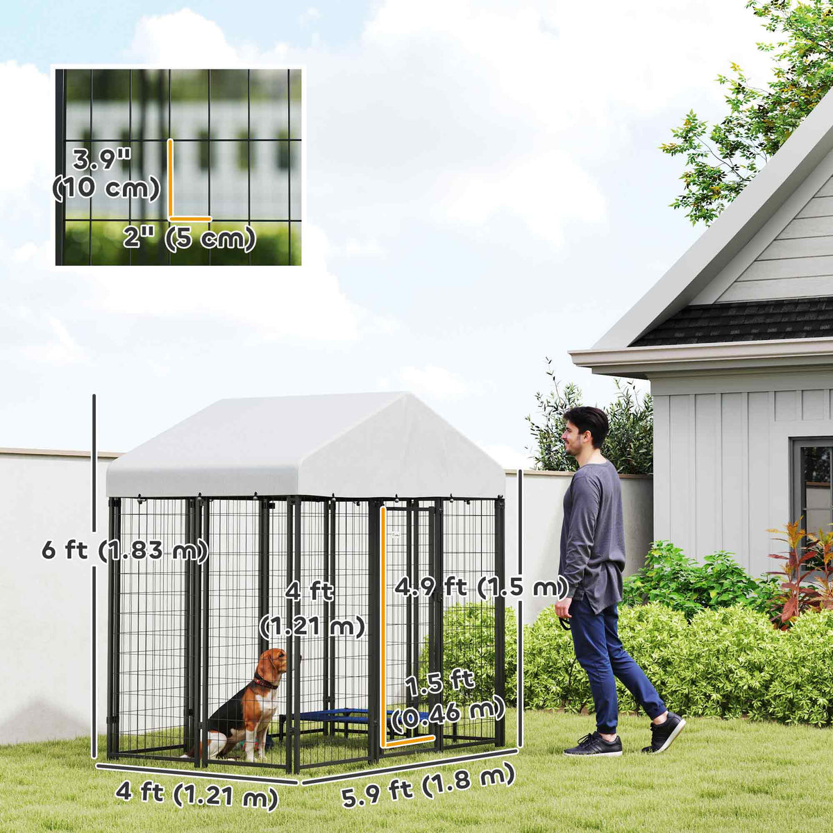 Outdoor Dog Kennel with UV-Resistant Cover - 6 x 4 x 6 ft-Dogs-DECOROLALA