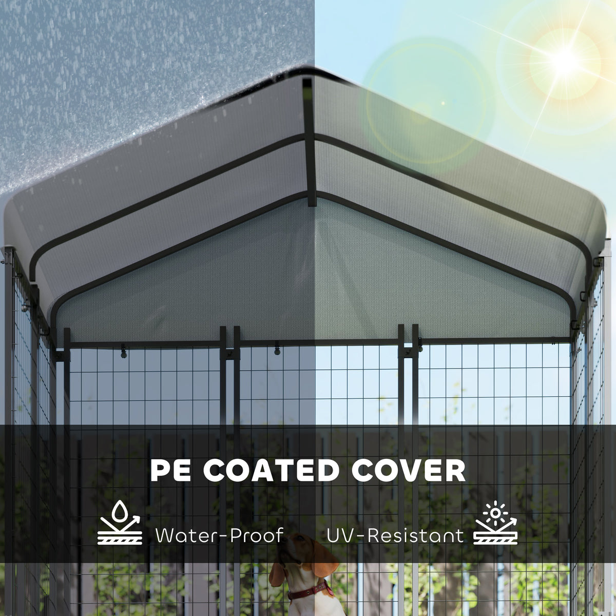 Outdoor Dog Kennel with UV-Resistant Cover - 6 x 4 x 6 ft-Dogs-DECOROLALA