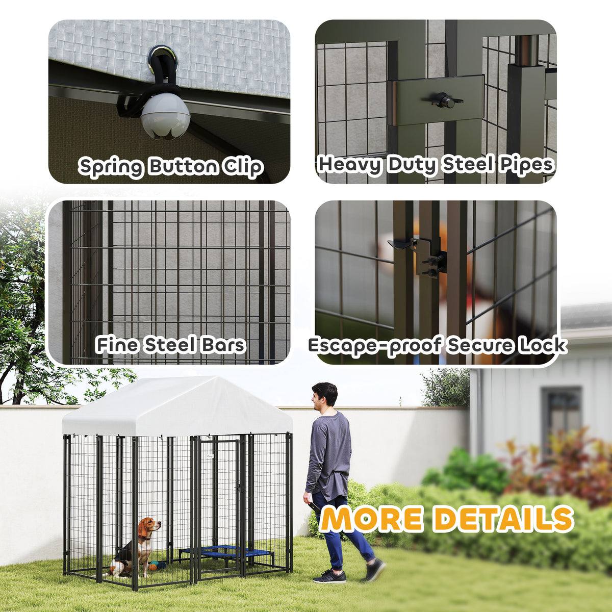 Outdoor Dog Kennel with UV-Resistant Cover - 6 x 4 x 6 ft-Dogs-DECOROLALA