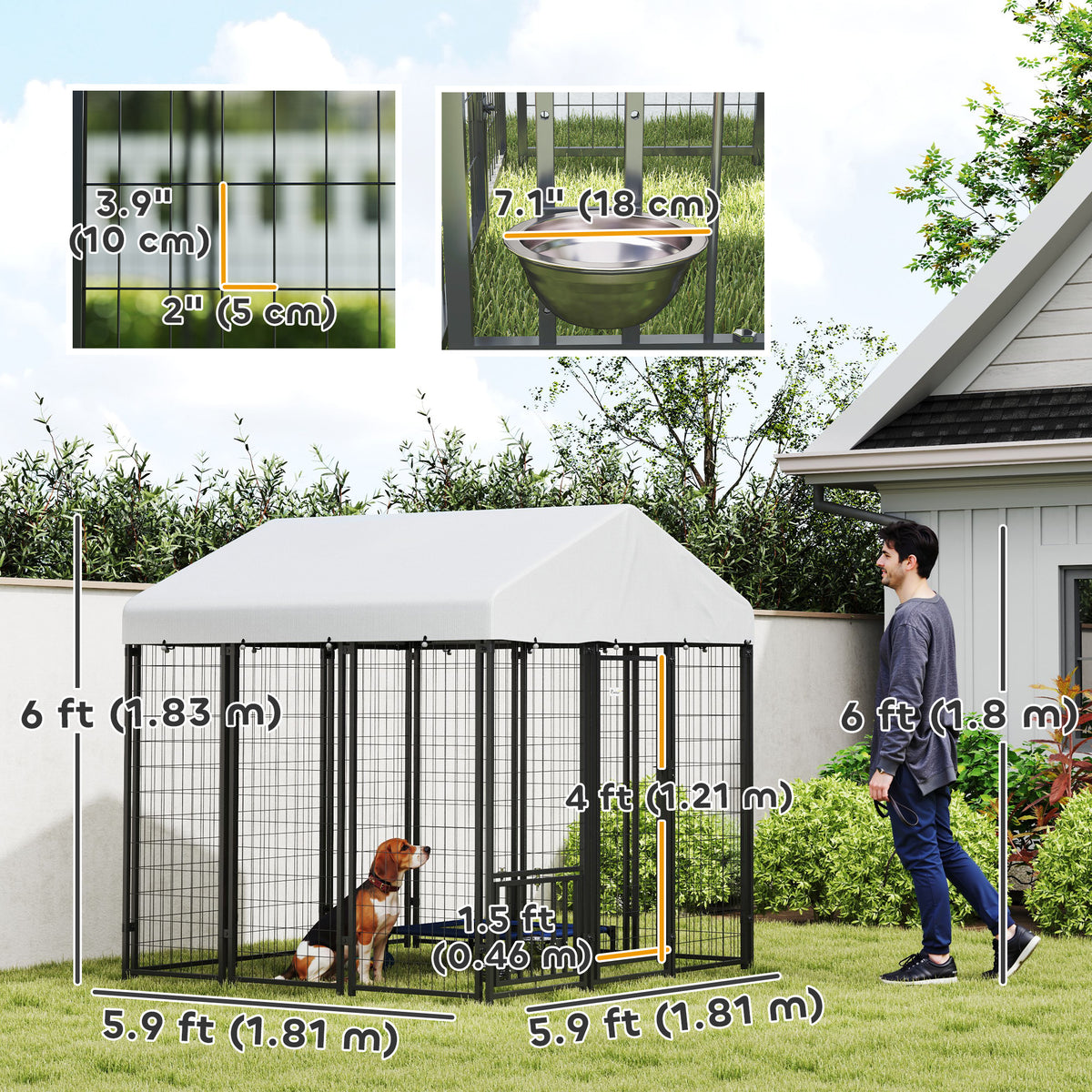 Outdoor Dog Kennel with UV-Resistant Cover - 6 x 6 x 6 ft-Dogs-DECOROLALA